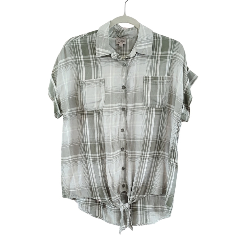 Como Vintage Green & White Plaid Button Down Shirt
